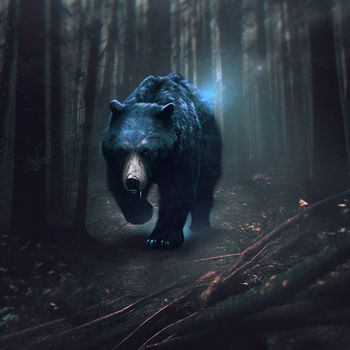 Bear in the forest. High quality illustration