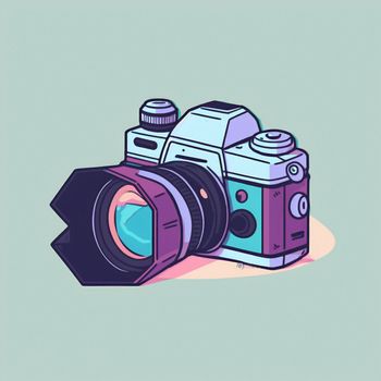 Camera cartoon graphic image colorful illustration. High quality illustration