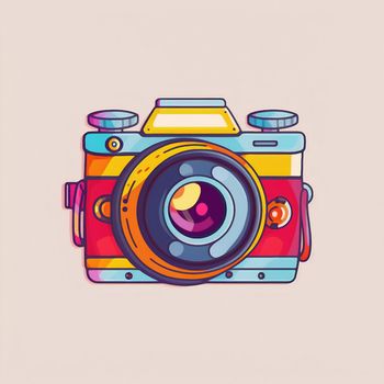 Camera cartoon graphic image colorful illustration. High quality illustration