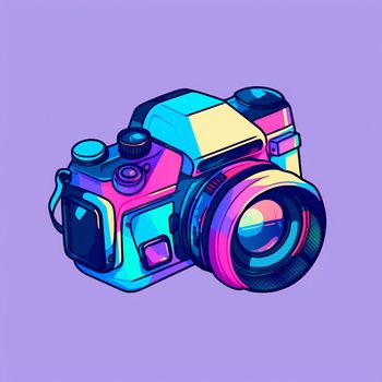 Camera cartoon graphic image colorful illustration. High quality illustration