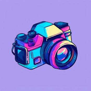 Camera cartoon graphic image colorful illustration. High quality illustration