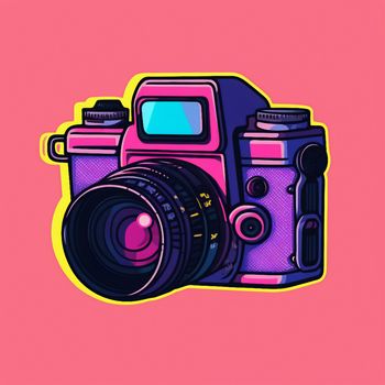 Camera cartoon graphic image colorful illustration. High quality illustration