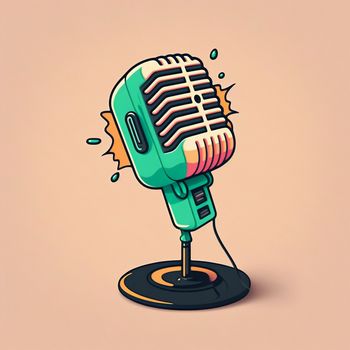 Colorful illustration of the microphone on the stand . High quality photo