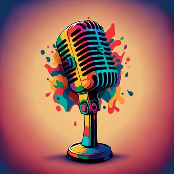 Colorful illustration of the microphone on the stand . High quality photo