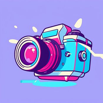 Camera cartoon graphic image colorful illustration. High quality illustration