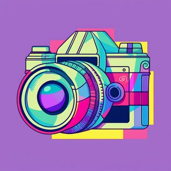 Camera cartoon graphic image colorful illustration. High quality illustration