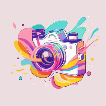 Camera cartoon graphic image colorful illustration. High quality illustration