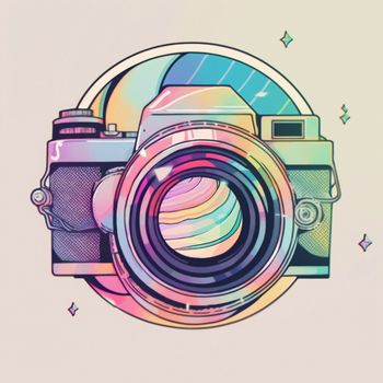 Camera cartoon graphic image colorful illustration. High quality illustration