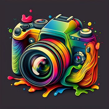 Camera cartoon graphic image colorful illustration. High quality illustration