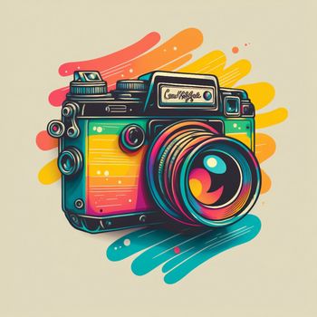 Camera cartoon graphic image colorful illustration. High quality illustration