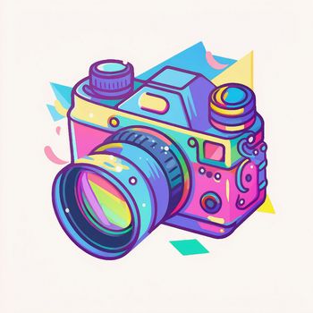 Camera cartoon graphic image colorful illustration. High quality illustration