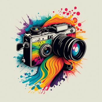 Camera cartoon graphic image colorful illustration. High quality illustration