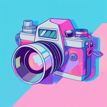 Camera cartoon graphic image colorful illustration. High quality illustration