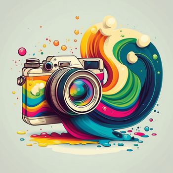 Camera cartoon graphic image colorful illustration. High quality illustration