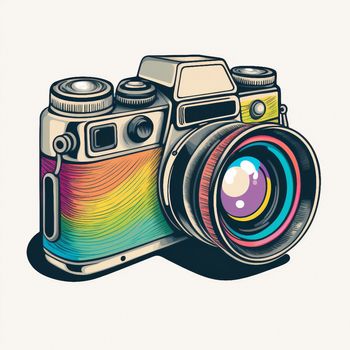 Camera cartoon graphic image colorful illustration. High quality illustration