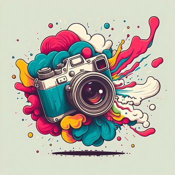 Camera cartoon graphic image colorful illustration. High quality illustration