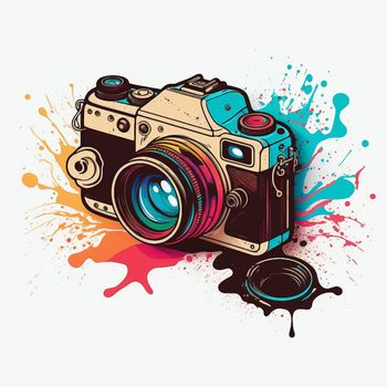 Camera cartoon graphic image colorful illustration. High quality illustration