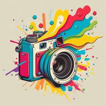 Camera cartoon graphic image colorful illustration. High quality illustration