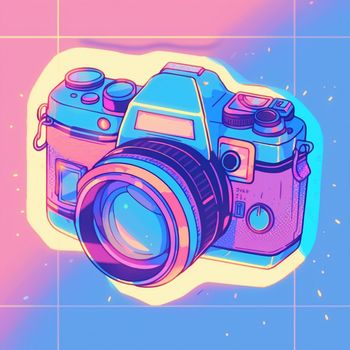 Camera cartoon graphic image colorful illustration. High quality illustration