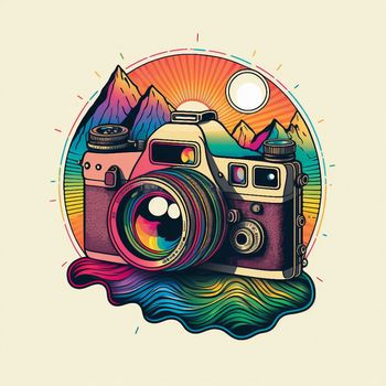 Camera cartoon graphic image colorful illustration. High quality illustration