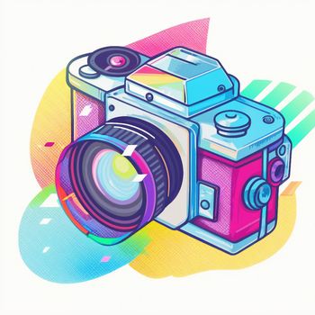 Camera cartoon graphic image colorful illustration. High quality illustration