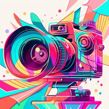 Camera cartoon graphic image colorful illustration. High quality illustration