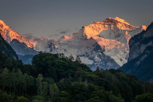 Dramatic Jungfrau mountain range in the Bernese Alps, Interlaken, Switzerland