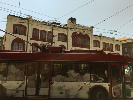 City street view in Belgrade Serbia in the downtown CBD area in summer time. . High quality photo