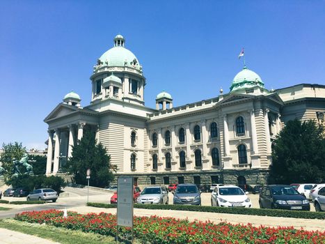 City street view in Belgrade Serbia in the downtown CBD area in summer time. . High quality photo