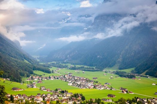 Idyllic landscape of Engelberg village at sunrise, Obwalden, Swiss Alps, Switzerland