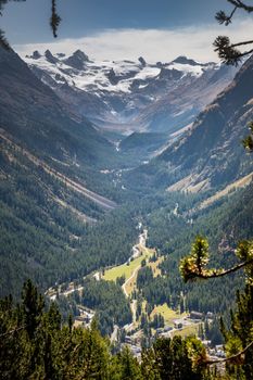 Panoramic view of Dramatic landscape, swiss alps in upper Engadine, Graubunden, Switzerland