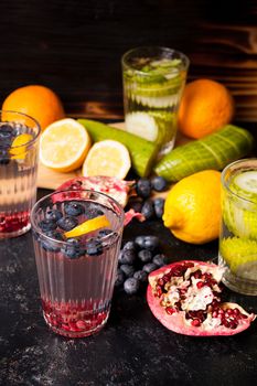 Natural detox water made of organic fruits and berries