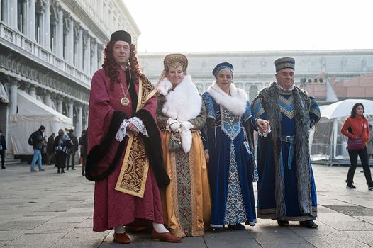 VENICE, ITALY - Febrary 21 2019: The masks of the Venice carnival 2019