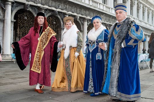 VENICE, ITALY - Febrary 21 2019: The masks of the Venice carnival 2019