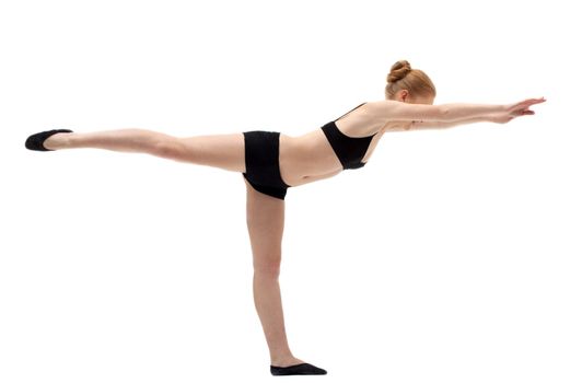 young blond woman training in yoga asana isolated