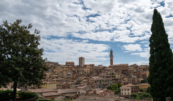 View of the historically important and popular Italian city in the heart of Tuscany, Siena.