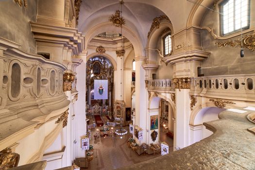 Lviv, Ukraine - Oct 14, 2020: Interior of St. George's Cathedral as seen from the choir balcony