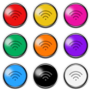 A Wifi button icon set isolated on white with clipping path 3d illustration