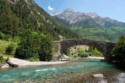 San Nicolas Stone Bridge in Aragon Pyrenees