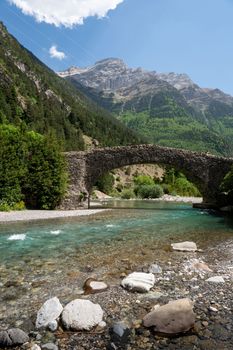 San Nicolas Stone Bridge in Aragon Pyrenees