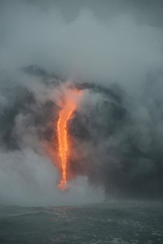 Lava entry to ocean at Big Island, Hawaii