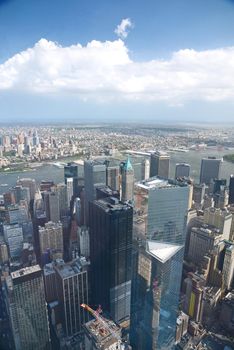 a view of new york downtown as seen from one world trade center observatory deck