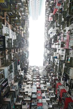 tall and dense apartment tower in Hong Kong