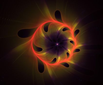 Fractal illustration of a bright spiral with floral patterns. fractal art design. 3d illustration