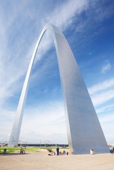 gateway arch in Saint Louis with blue sky and clouds