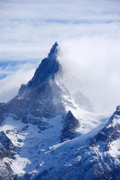 jagged mountain peaks in Torres del Paine National Park in Chilean patagonia