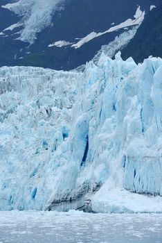 blue color of tidewater glacier in prince william sound in alaska