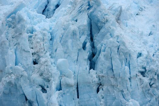 blue color of tidewater glacier in prince william sound in alaska