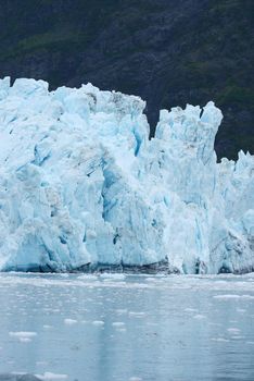 blue color of tidewater glacier in prince william sound in alaska