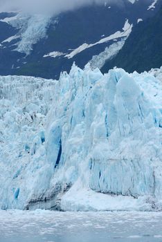 blue color of tidewater glacier in prince william sound in alaska